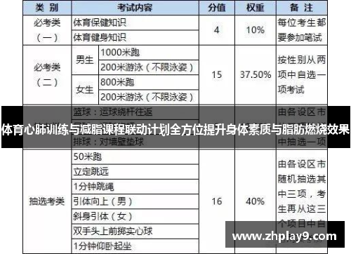 体育心肺训练与减脂课程联动计划全方位提升身体素质与脂肪燃烧效果